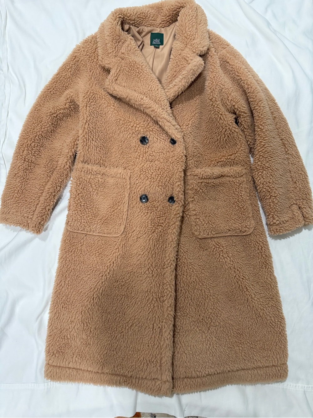 wild fable Plush Teddy Long Coat in Tan